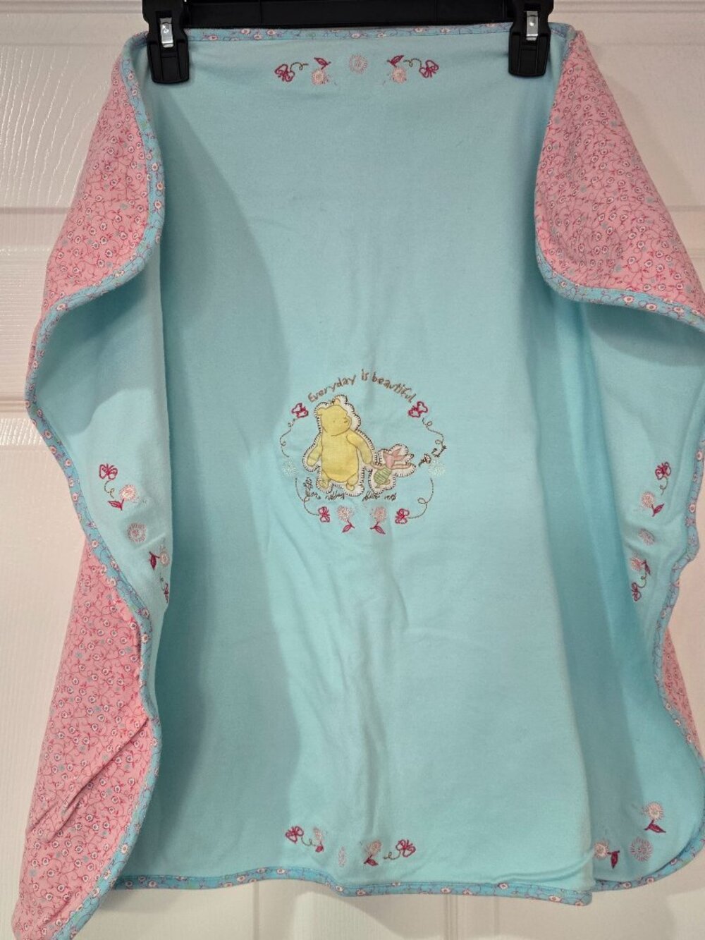 Disney Classic Pooh Reversible Embroidered‎ Everything is Beautiful Baby Blanket